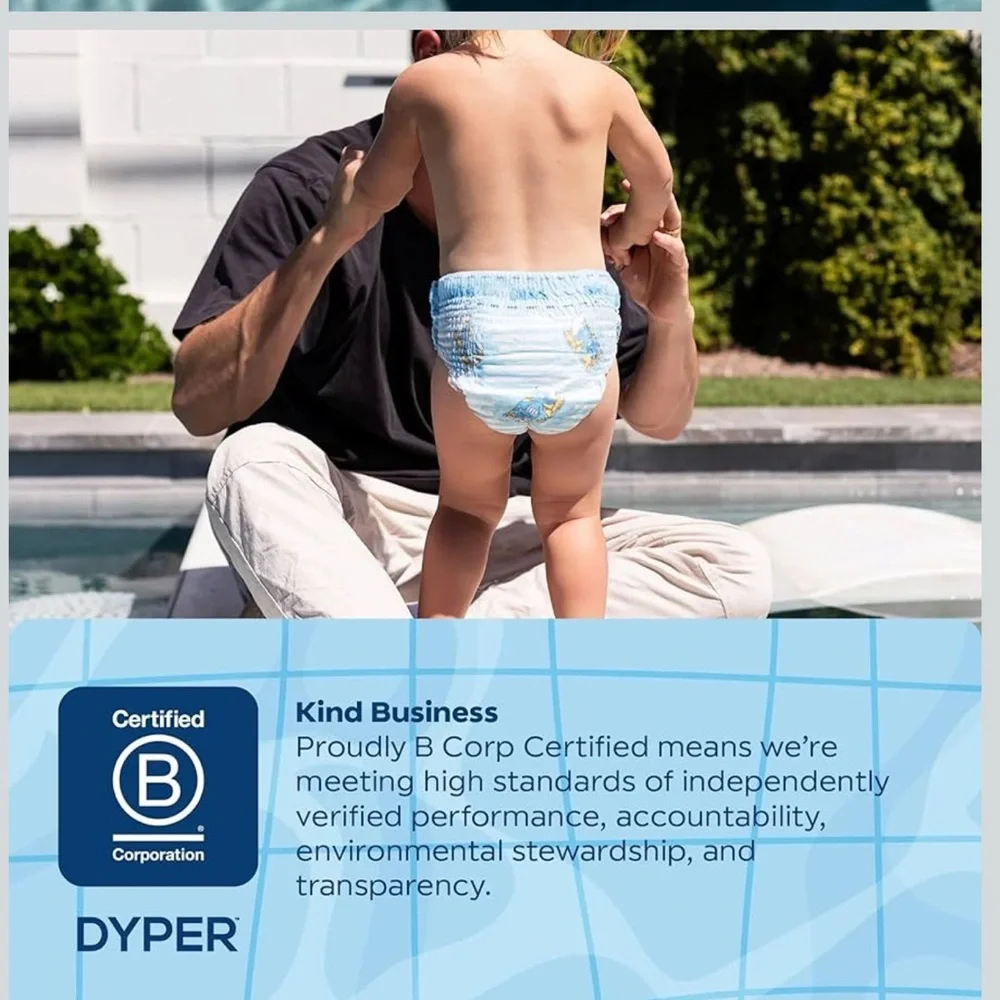 DYPER Smurftastic Baby Swim Diapers 21 Ct Swim Diaper Eco-Friendly Size L OW